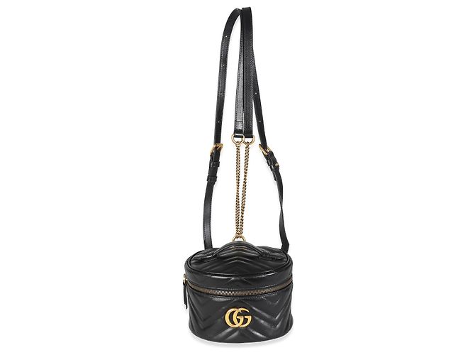 Zaino rotondo Mini GG Marmont in pelle di vitello nera Gucci - vista 8