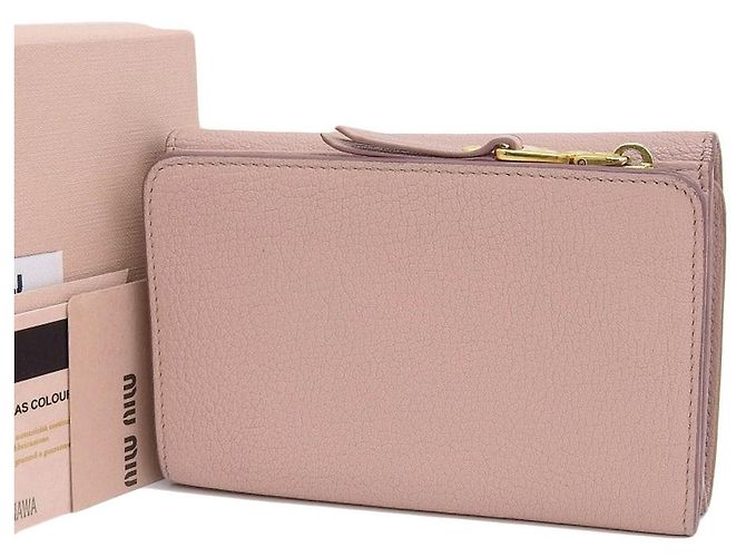 Cartera trifold de cuero L-Zip Miu Miu rosa - vista 2