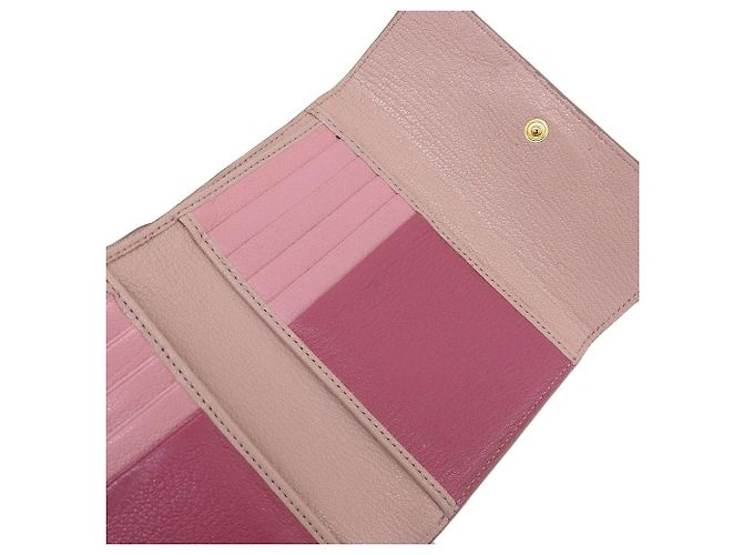 Cartera trifold de cuero L-Zip Miu Miu rosa - vista 4