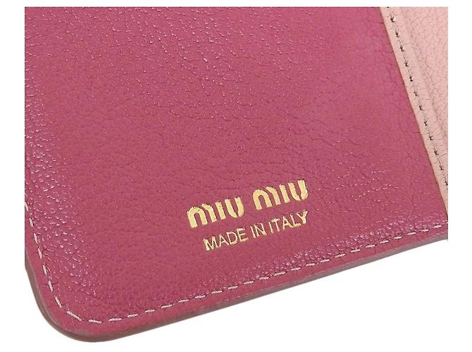 Cartera trifold de cuero L-Zip Miu Miu rosa - vista 7