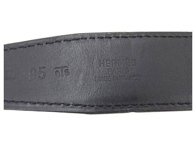 Cinturón de cuero reversible Hermès Evelyne Negro Blanco - vista 10