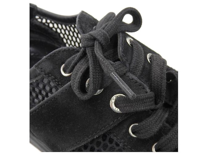 Sneakers in mesh con logo Chanel in pelle scamosciata nera Nero - vista 5