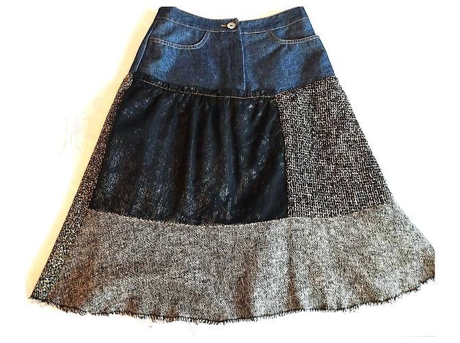 GONNA CHRISTIAN LACROIX GONNA PATCHWORK DENIM..WOOL....PIZZO T 34/36 Multicolore - vista 20