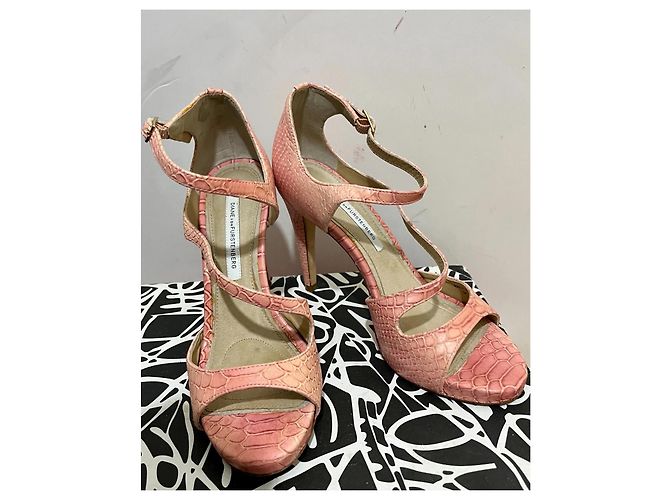 Diane Von Furstenberg Sandali con stampa serpente DvF Jujette Rosa Antico - vista 3