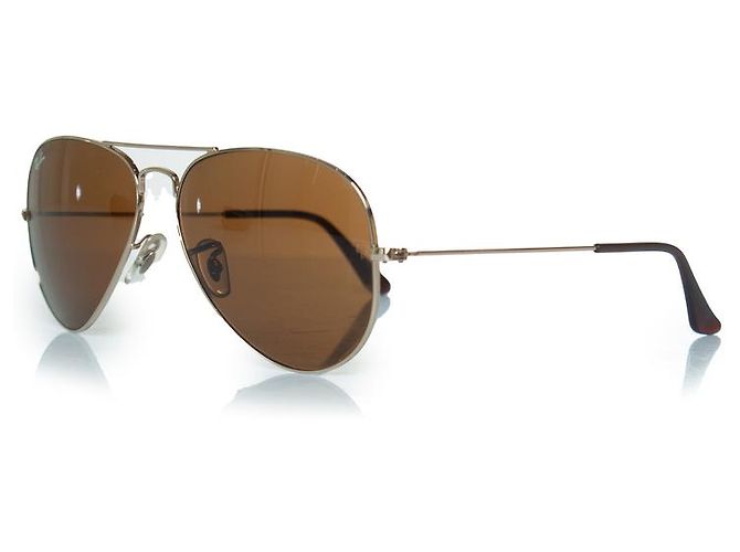 Autre Marque Ray Ban, Aviatore in oro e marrone D'oro - vista 2