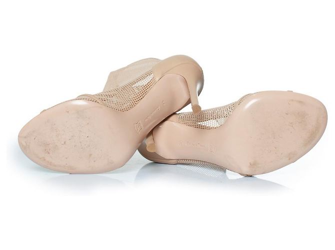 Gianvito Rossi, botas de calcetín de red en beige - vista 7