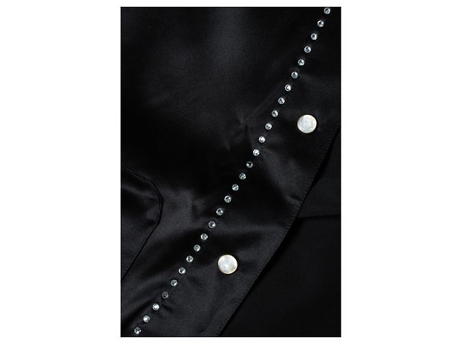 Camicia in satin nero con strass Versace - vista 7