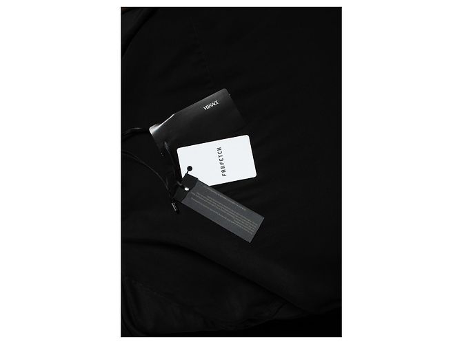 Camicia in satin nero con strass Versace - vista 8