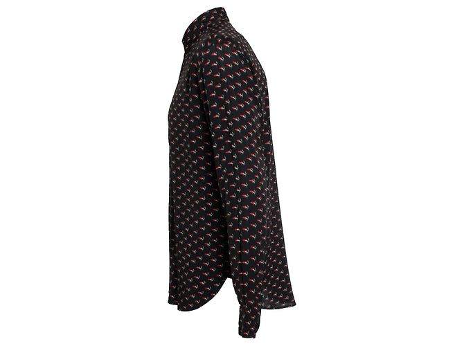 Camisa con estampado de corazón y labios humeantes Saint Laurent 2017 Negro - vista 2