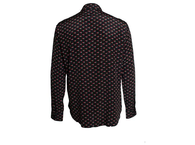 Camisa con estampado de corazón y labios humeantes Saint Laurent 2017 Negro - vista 3