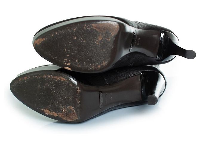 Stivali platform in pelle nera sopra il ginocchio Burberry Nero - vista 7