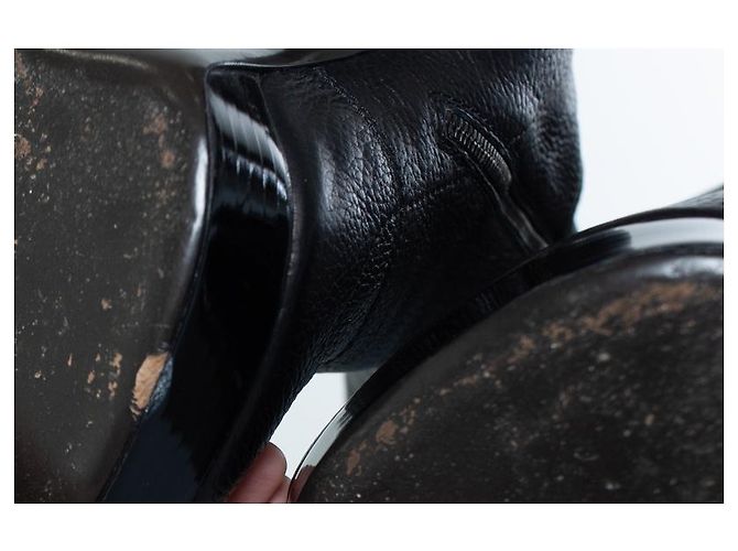 Stivali platform in pelle nera sopra il ginocchio Burberry Nero - vista 9