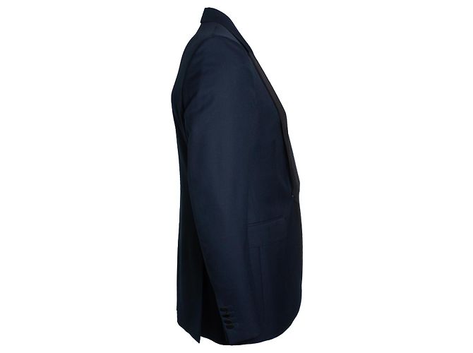 Burberry, Blazer in Marineblau mit schwarzem Kragen - Ansicht 2