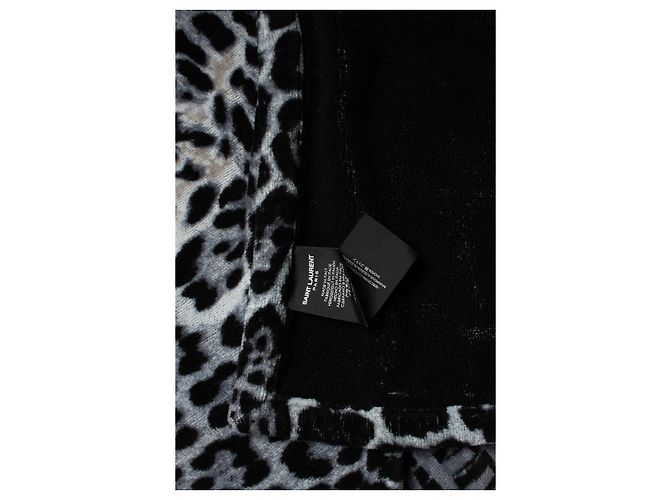 Leoparden-Badetuch in Graphit von Saint Laurent Schwarz Grau - Ansicht 4