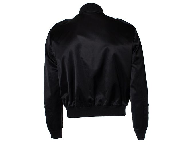 Saint Laurent, Militäroffizier Bomber aus Satin Schwarz - Ansicht 2