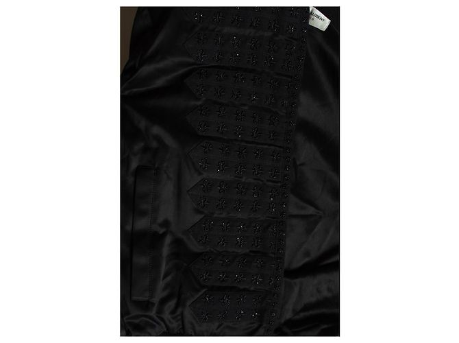 Saint Laurent, Militäroffizier Bomber aus Satin Schwarz - Ansicht 5