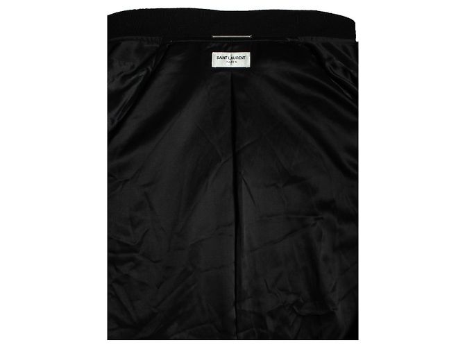 Saint Laurent, Militäroffizier Bomber aus Satin Schwarz - Ansicht 6