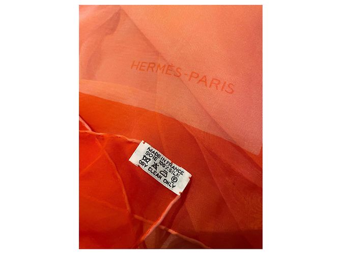 Sciarpa Hermès in mussola di seta arancione - vista 2