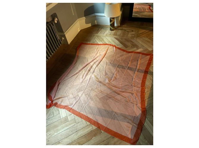 Sciarpa Hermès in mussola di seta arancione - vista 5