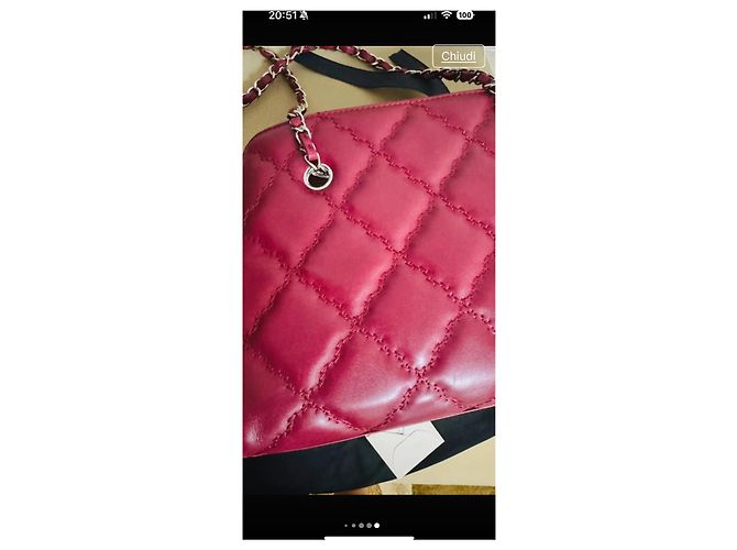 Trendy CC Chanel Handtasche aus rotem Leder mit Silberhardware - Ansicht 10