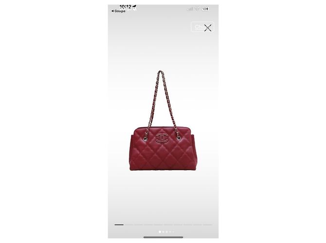 Trendy CC Chanel Handtasche aus rotem Leder mit Silberhardware - Ansicht 2