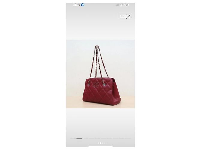Trendy CC Chanel Handtasche aus rotem Leder mit Silberhardware - Ansicht 3