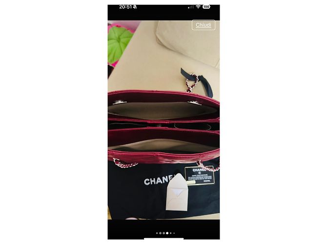 Trendy CC Chanel Handtasche aus rotem Leder mit Silberhardware - Ansicht 5