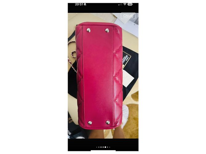 Trendy CC Chanel Handtasche aus rotem Leder mit Silberhardware - Ansicht 6