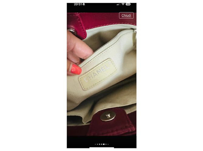Trendy CC Chanel Handtasche aus rotem Leder mit Silberhardware - Ansicht 7