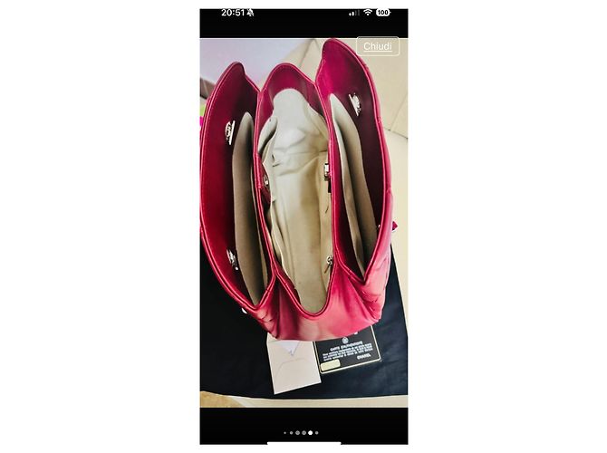 Trendy CC Chanel Handtasche aus rotem Leder mit Silberhardware - Ansicht 9