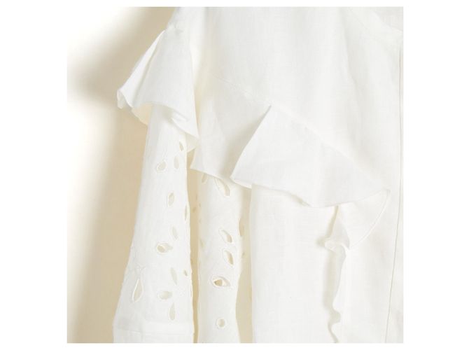 Chloé Pre Fall 2022 Top FR42 Milch Leinen Bluse UK14 US12 Neu mit Etiketten Chloe Roh - Ansicht 3