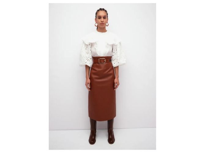 Chloé Pre Fall 2022 Top FR42 Milch Leinen Bluse UK14 US12 Neu mit Etiketten Chloe Roh - Ansicht 5