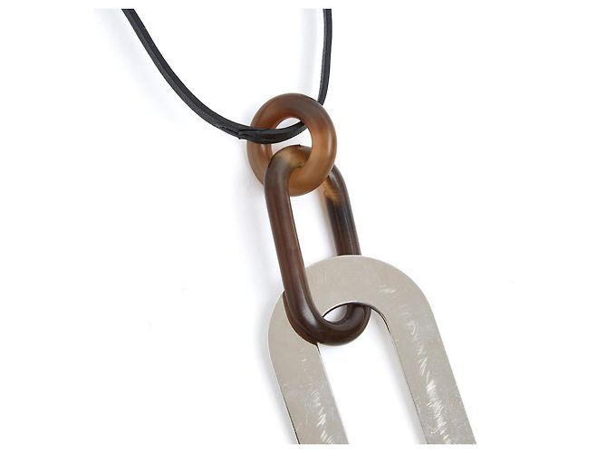 Collana Hermès Corne Pigmento Naturale in Corno e Acciaio Argento - vista 4