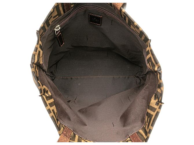 Tote en toile Zucca marron Fendi - vue 4