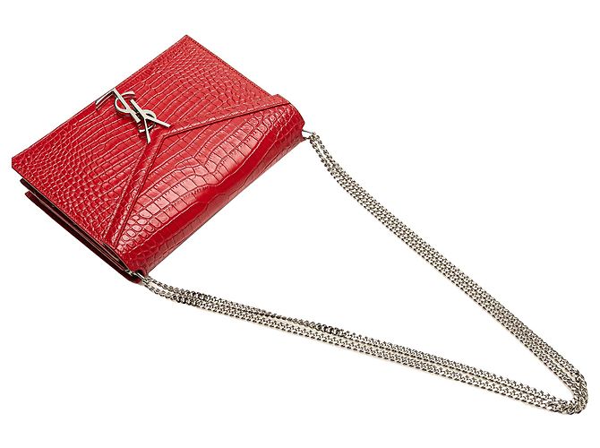 Bolso Monogram Cassandra de cuero rojo con estampado de cocodrilo de Saint Laurent Roja - vista 11