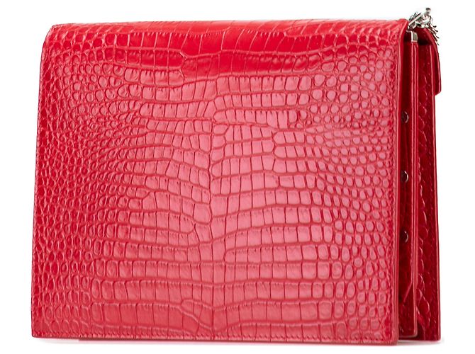 Bolso Monogram Cassandra de cuero rojo con estampado de cocodrilo de Saint Laurent Roja - vista 2