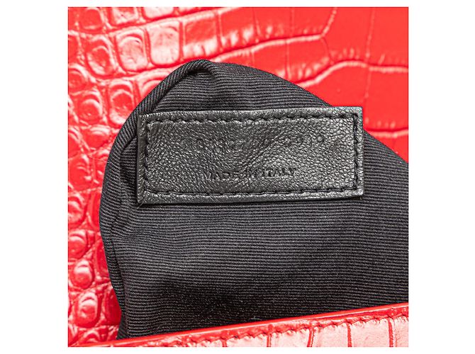 Bolso Monogram Cassandra de cuero rojo con estampado de cocodrilo de Saint Laurent Roja - vista 6