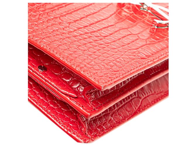 Bolso Monogram Cassandra de cuero rojo con estampado de cocodrilo de Saint Laurent Roja - vista 8