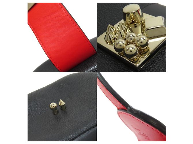 Bolsa de couro com studs Christian Louboutin Preto - vista 8