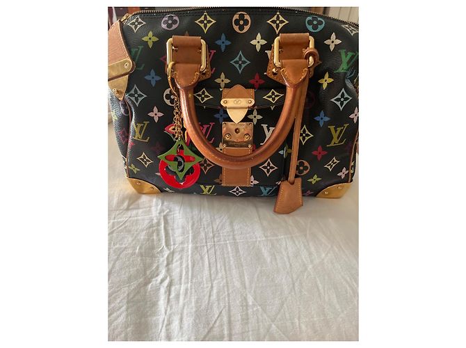 Borsa a mano Louis Vuitton Speedy in pelliccia nera Nero - vista 2
