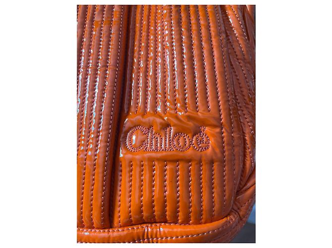 Chloé Bolso grande Heloise Sánchez de couro envernizado acolchoado laranja - vista 3
