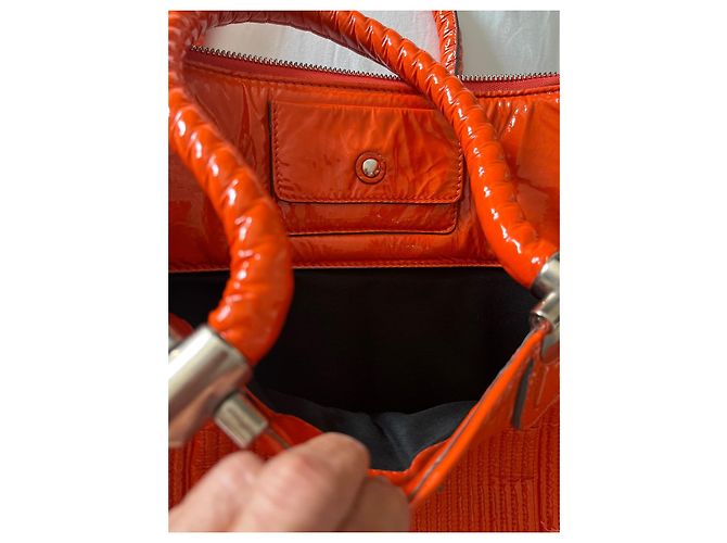 Chloé Bolso grande Heloise Sánchez de couro envernizado acolchoado laranja - vista 4