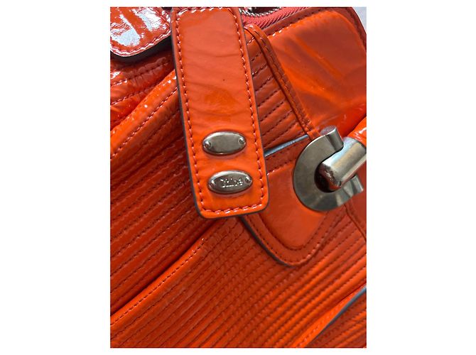 Chloé Bolso grande Heloise Sánchez de couro envernizado acolchoado laranja - vista 6