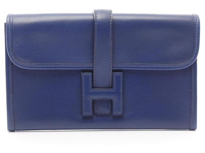 Borsa clutch Jige Duo in pelle box di Hermès Blu - vista 2