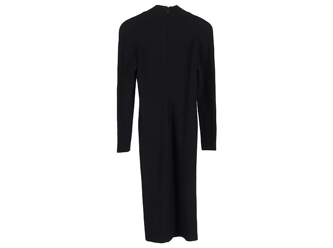 Armani Collezioni Midi-Kleid mit langen Ärmeln aus schwarzem Polyester - Ansicht 2