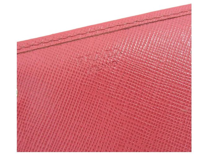 Cartera larga de cuero Saffiano Prada 1M1349 Rosa - vista 10