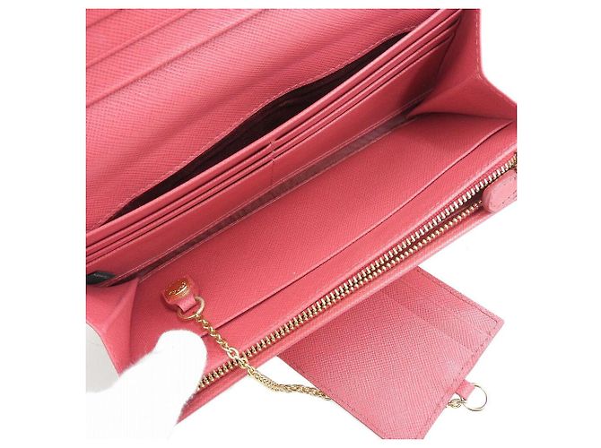 Cartera larga de cuero Saffiano Prada 1M1349 Rosa - vista 3