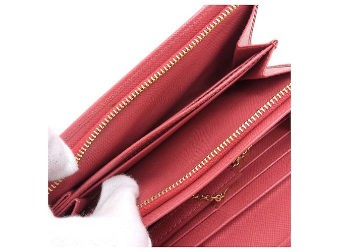 Cartera larga de cuero Saffiano Prada 1M1349 Rosa - vista 4