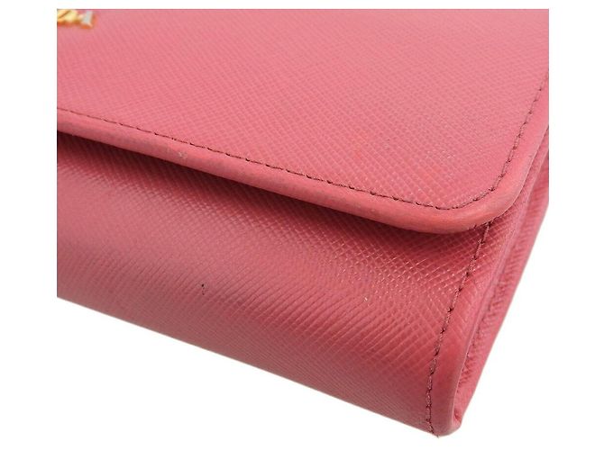 Cartera larga de cuero Saffiano Prada 1M1349 Rosa - vista 5