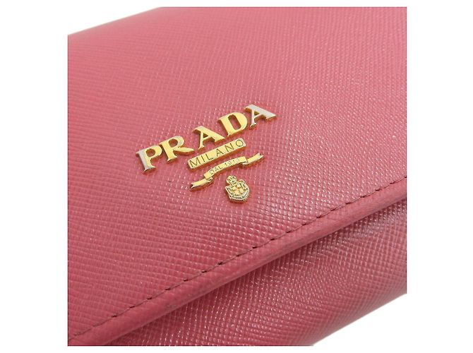 Cartera larga de cuero Saffiano Prada 1M1349 Rosa - vista 6